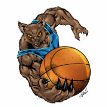 Wildkatzen-Rotluchs-Basketball-Blau, blauer Streif Fotofigur