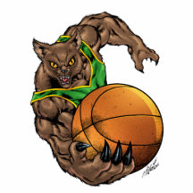 Wildkatzen-Rotluchs-Basketball, Grün, gelber Strei Fotoausschnitt
