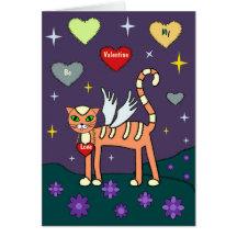 Winged Miezekatze mit Herz-kundenspezifischer Kart
