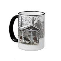 Winterszene mit Pferdefeiertagsbecher
