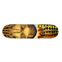 Wirkliches Feuer des Macschädels und Flammen-Skate Skateboarddeck