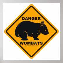 Wombat Gefahrenverkehrsschild Posterdrucke