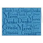 Wort-Kunst: Danke in den multi Sprachen - Aqua-Bla Grußkarte