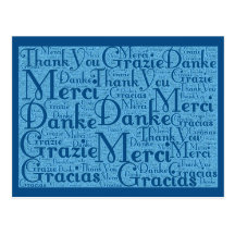 Wort-Kunst: Danke in den multi Sprachen - Aqua-Bla Postkarte