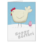 Wunderliche Art-Henne und farbige Ei-Ostern-Karten