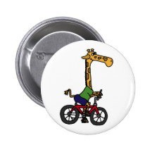 XX lustiger Giraffen-Reitfahrrad-Cartoon Buttons