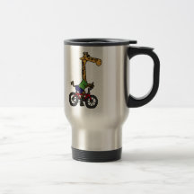 XX lustiger Giraffen-Reitfahrrad-Cartoon Haferl
