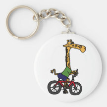 XX lustiger Giraffen-Reitfahrrad-Cartoon Schlüsselbänder