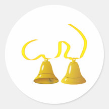 Yellow Party Bells Round Stickers