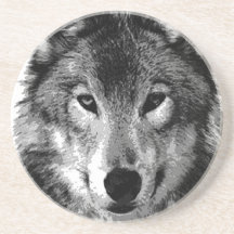 Yeux de loup noir et blanc dessous de verre