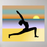 Yoga à la copie d'affiche de pose de yoga de plage
