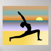 Yoga am Strand-Yoga-Pose-Plakat-Druck