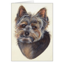 Yorkshire-Terrier gemalt in der Wasserfarbe Karte