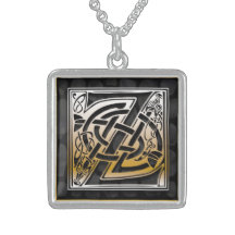 Z-Anfangsmonogramm "keltische schwarze Stein" Hals