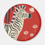 Zebra, Gänseblümchen u. Schmetterling Magnete