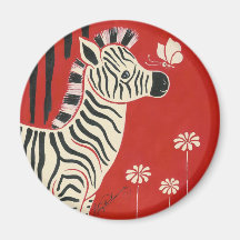 Zebra, Gänseblümchen u. Schmetterling Magnete