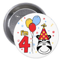 Zebra-Gesichts-4. Geburtstag Anstecknadelbuttons