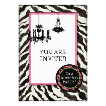 Zèbre d'invitation de fête d'anniversaire, lustre 