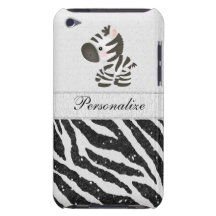 Zèbre, scintillement noir de Faux et rubans imprim Coque iPod Case-Mate