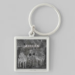 Zèbres noirs et blancs Keychain porte-clés