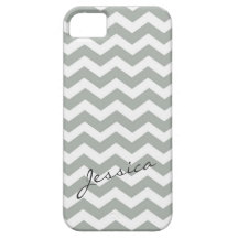 Zigzag gris élégant de chevron avec le nom coque Case-Mate iPhone 5
