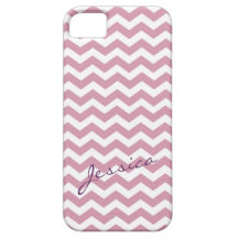 Zigzag rose à la mode de chevron avec le nom coques iPhone 5