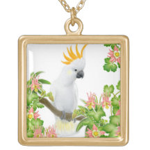 Zitronengelbe Cockatoo-Halskette mit Haube