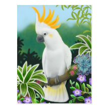 Zitronengelbe Cockatoo-Postkarte