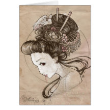 Zombie-Geisha Notecard Karten