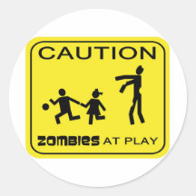 Zombies an der Spiel-Vorsicht Runder Aufkleber