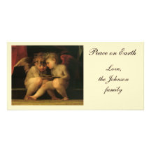 Zwei Engel, die durch Rosso Fiorentino lesen Foto Karten Vorlage