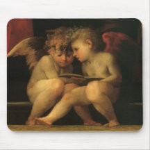 Zwei Engel, die durch Rosso Fiorentino lesen Mauspads
