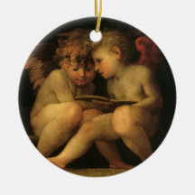 Zwei Engel, die durch Rosso Fiorentino lesen Weihnachtsornament