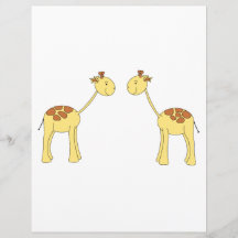 Zwei gegenüberstellende Giraffen. Cartoon Flyer Druck