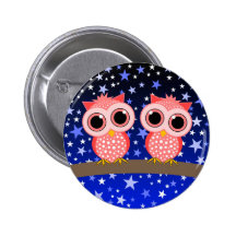 zwei niedliche rosa Eulen Anstecknadelbutton