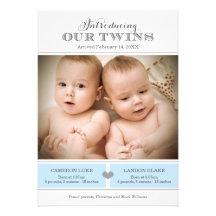 Zwillings-Foto-Geburts-Mitteilung | zwei Babys Individuelle Ankündigungen