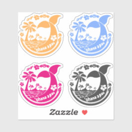 ʻOhana A Pau Hawaiian Family 4-Color Square Sticke Aufkleber