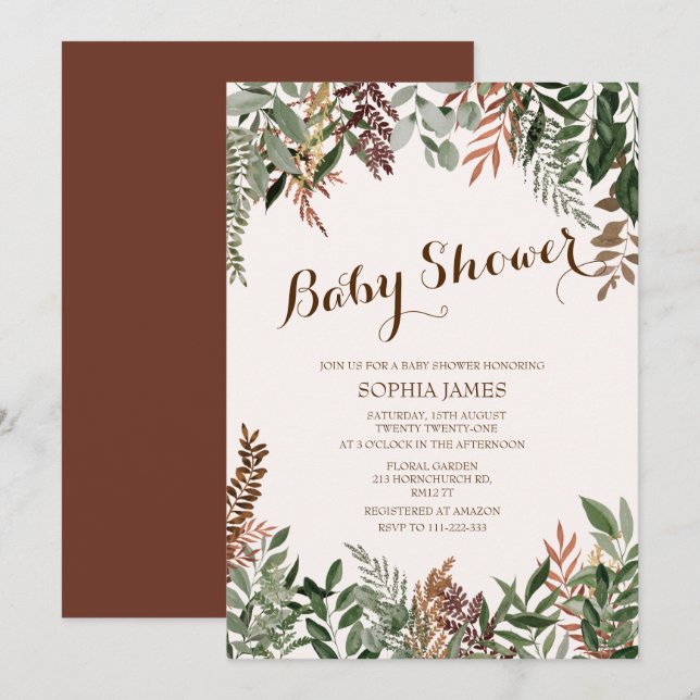 А utumn Blätter Baby Shower Einladung (Vorne/Hinten)
