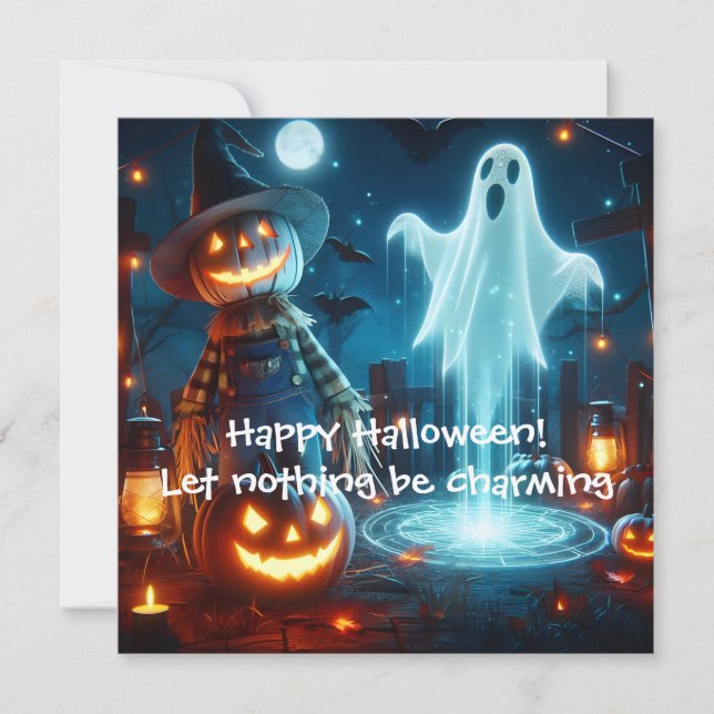 Р Postcards mit guten Glückwünschen zu Halloween (Vorderseite)