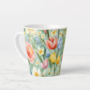 С eindrucksvolle Frühlingsblütenfeld. Malerei Milchtasse