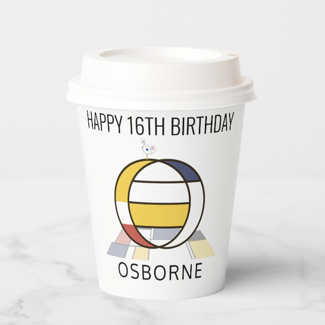 С Ool Neoplasticism Style Monogram. Buchstabe O Pappbecher (Vorderseite)