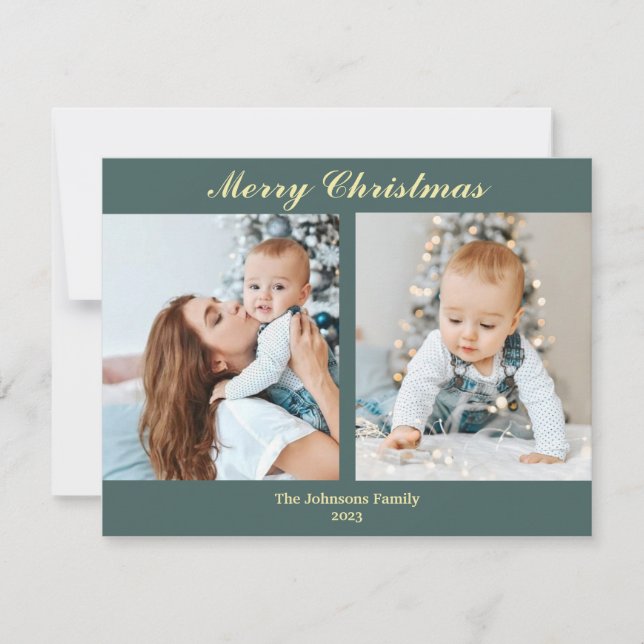 С Weihnachten Fotokarte Minze Türkis & Vanille (Vorderseite)