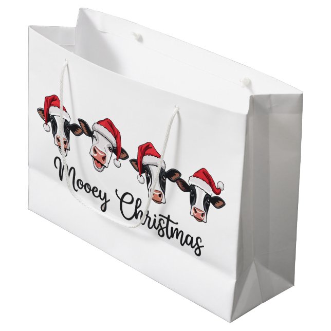С Weihnachtskühe Mooey Xmas Heifer Highland Cow Große Geschenktüte (Vorderseite Schrägansicht)