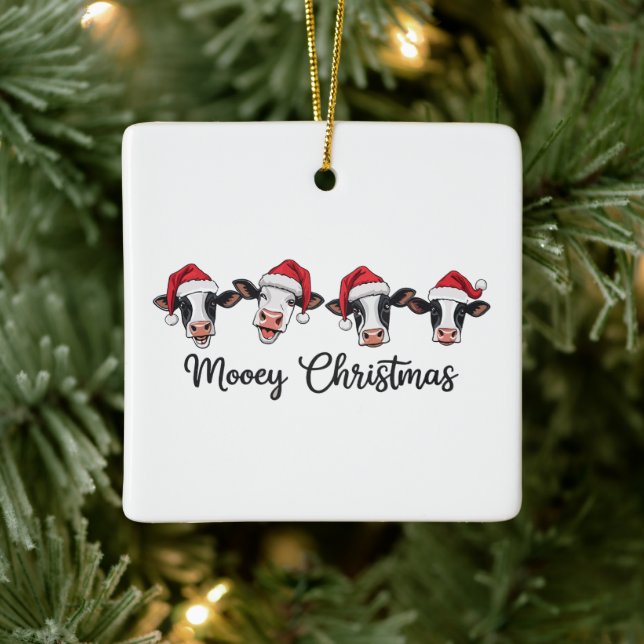 С Weihnachtskühe Mooey Xmas Heifer Highland Cow Keramikornament (Baum)