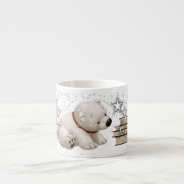Сharming Baby polars tragen mit Büchern und Schnee Espressotasse