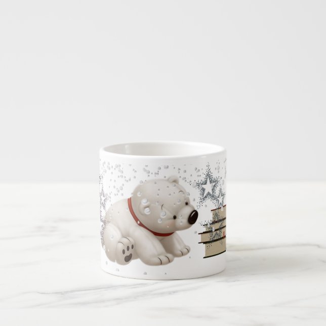 Сharming Baby polars tragen mit Büchern und Schnee Espressotasse (Vorderseite)