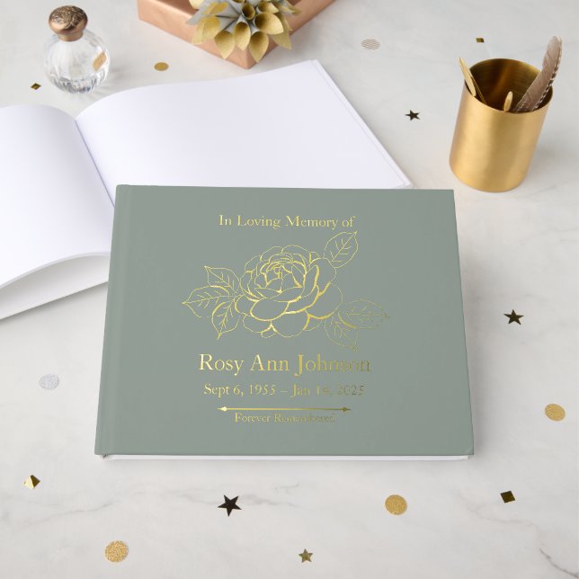 Сustom Foil Funeral Memorial Guest Book Gästebuch (Vorderseite offen)