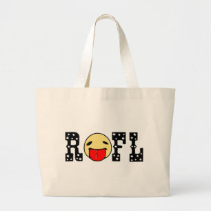 ت Emoticon (ROFL) ㋡ - Funny Jumbo Tote Bagت ㋡ Stoffbeutel