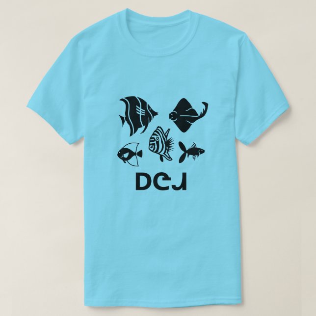 ᎠᏣᏗ - Fisch im Cherokee Blau T-Shirt (Design vorne)