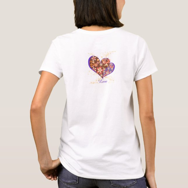 かわいい鮮やかなお花模様レトロハート♡ T-Shirt (Rückseite)
